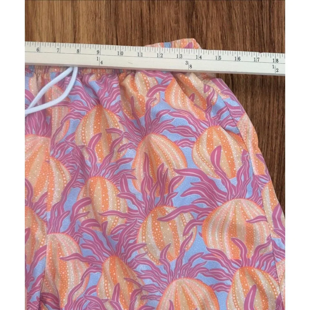 Vineyard Vines‎ Swim Shorts Mens L Sea Urchin Chappy Orange Pink Floral Trunks